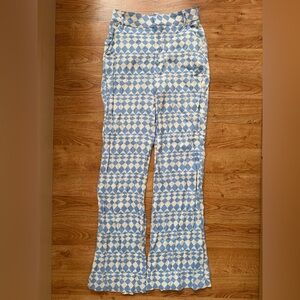 Zara Blue and White Wide Leg Pants